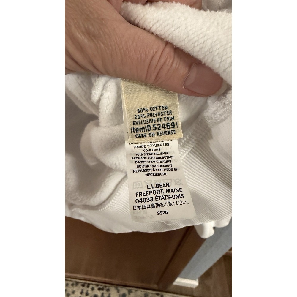 LL Bean White Heavyweight Cropped Women's Small 1/2 Zip Long Sleeve - Picture 3 of 7